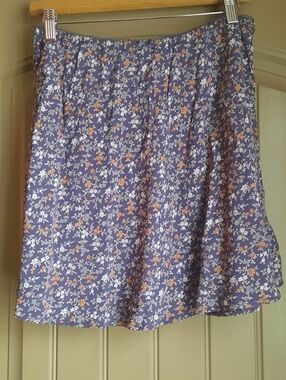 SO Purple Floral Skater Skirt with White & Brown Blossoms